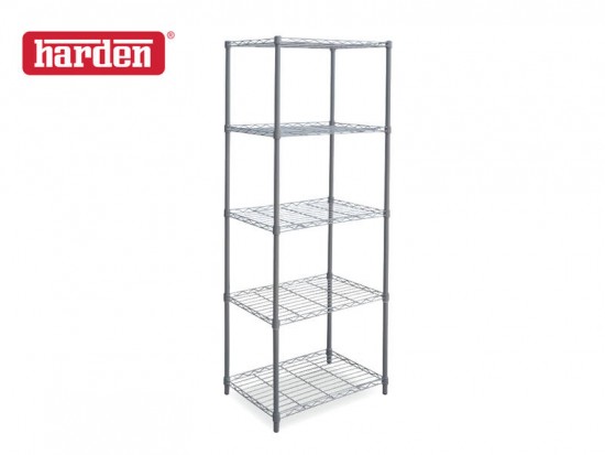 5 Tier Plastic Storage Rack/Shelving Black Wire Shelf Kitchen/Office Unit  Stand